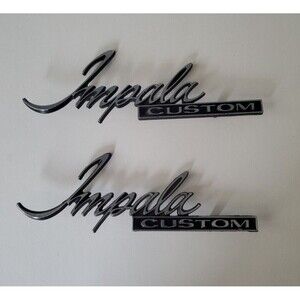 Impala Custom Pair of Silver Script Sail Panel Emblems GM 9840507 Never Used